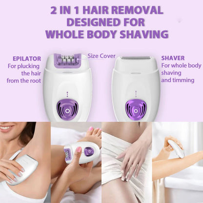 2-in-1 Rechargeable Body Epilator and Shaver With LED light