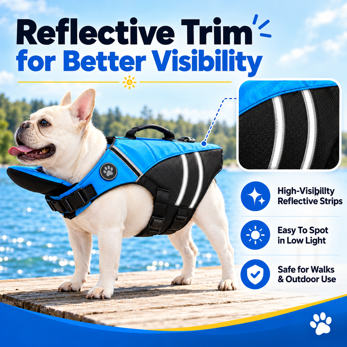 Dog Life Jacket with Chin Support & Rescue Handle