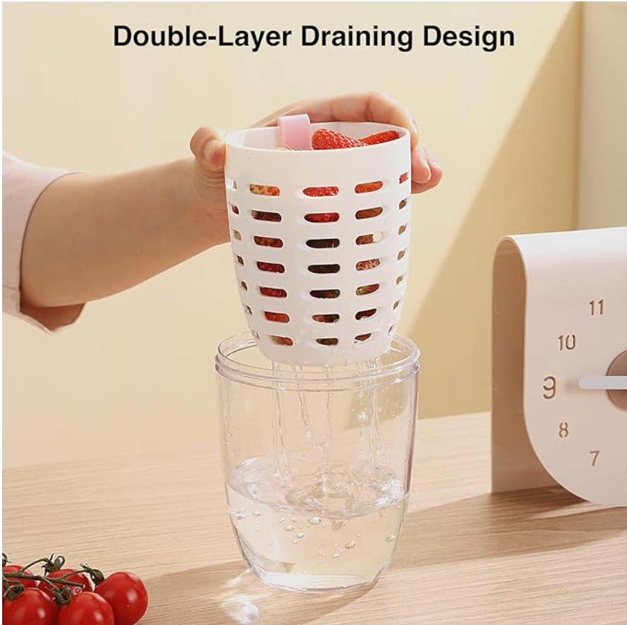 Salad Box Fruit Cup with Fork Double-Layer Quick-Draining Leak-Proof  Storage Containers
