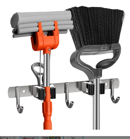Wall Mounted Stainless Steel Mop Broom Holder