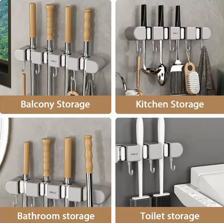 Suction Base Wall Mounted Mop Holder