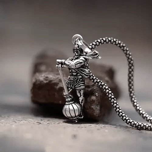 Hanumanji With Gada Silver Pendant Chain