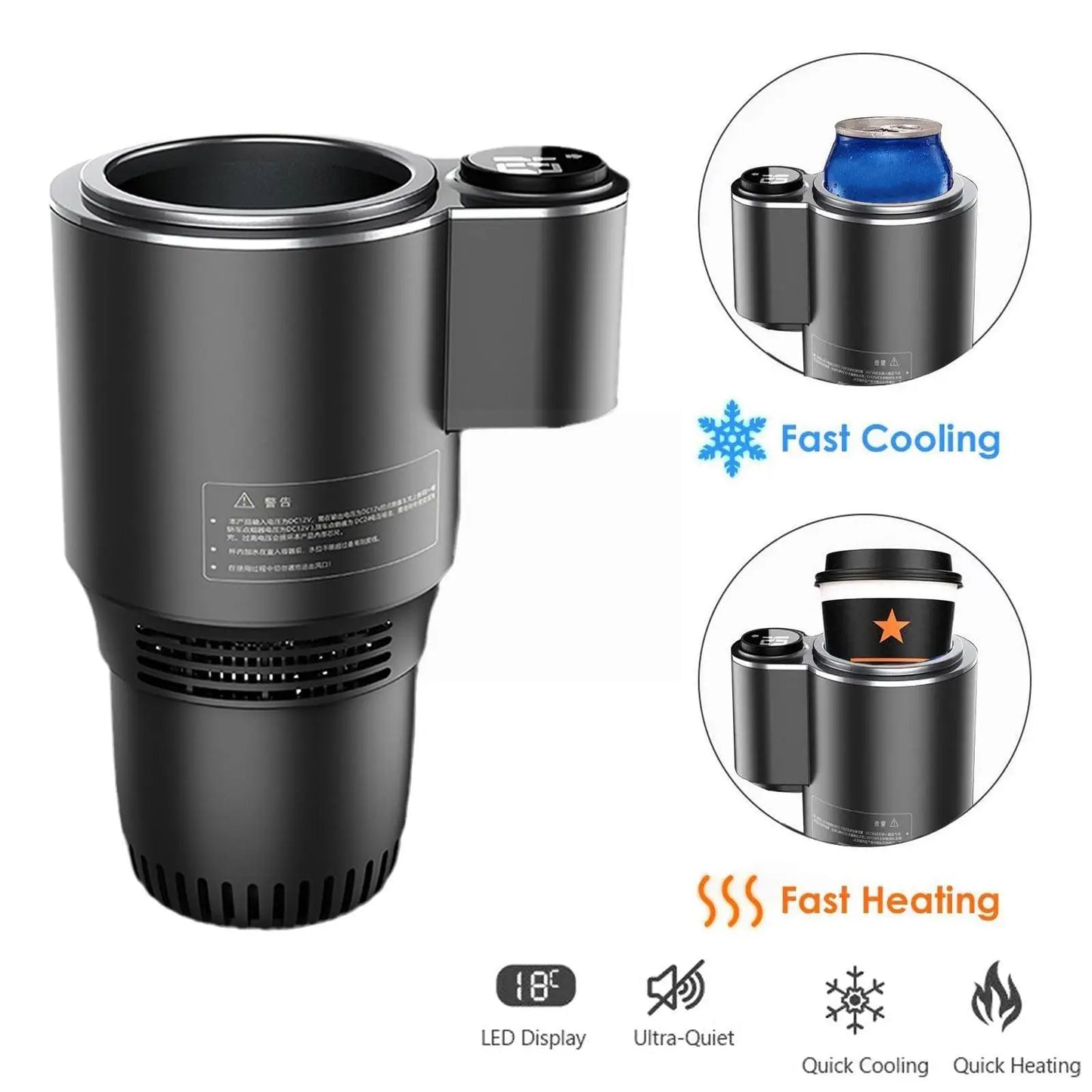 2in1 Auto Car Heating Cooling Cup With Digital Display