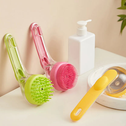 Pet Massager Soap Dispenser Brush With Handle