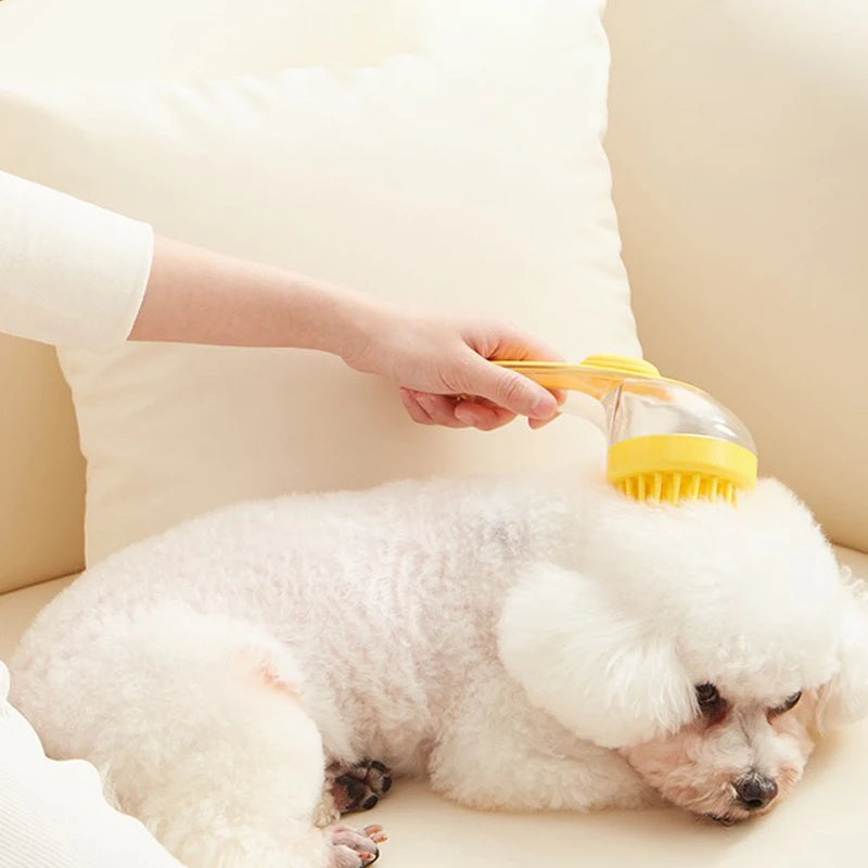 Pet Massager Soap Dispenser Brush With Handle