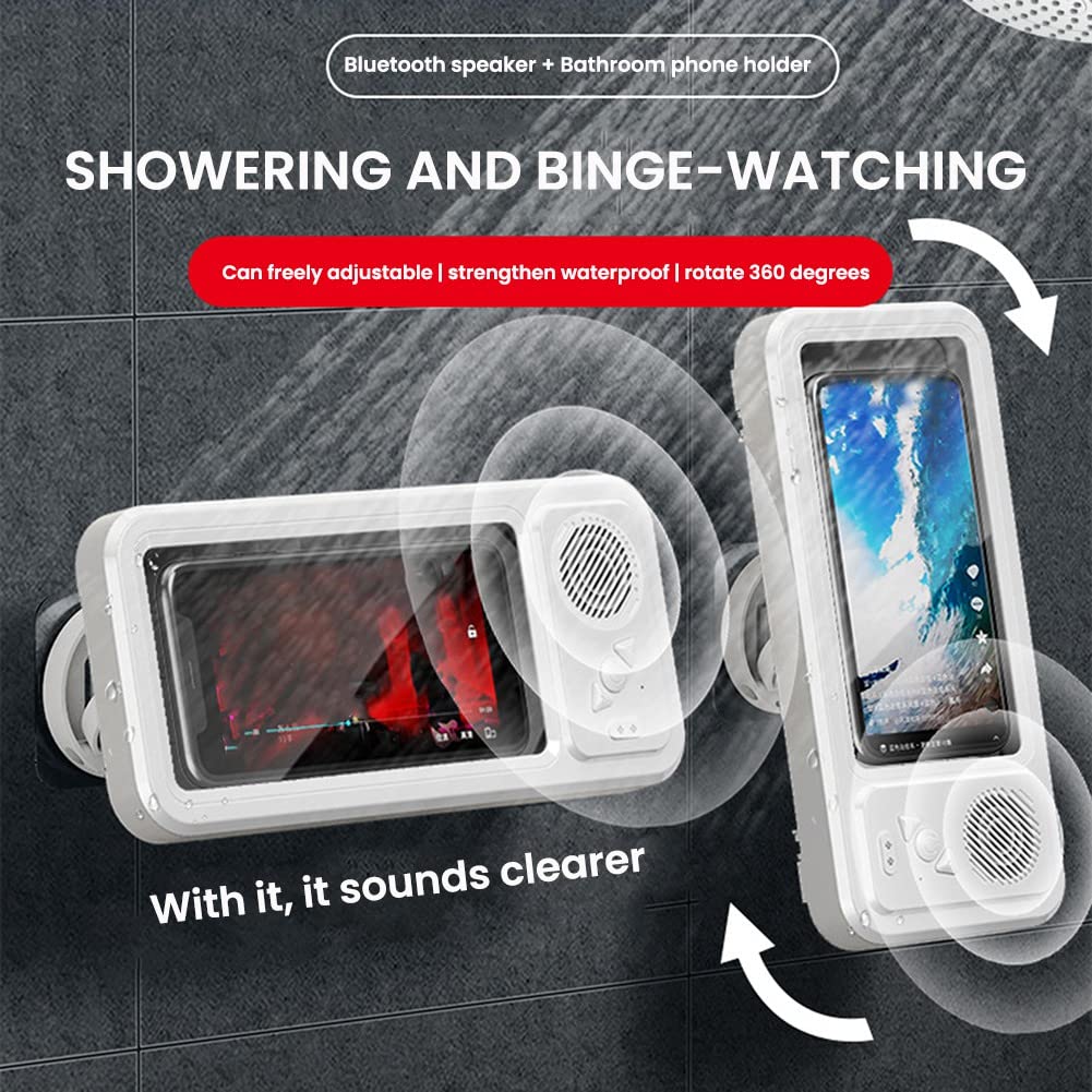 Waterproof Shower Phone Holder With Built-In Speaker