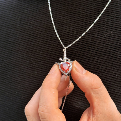 Heart & Sword Couple Necklace Set