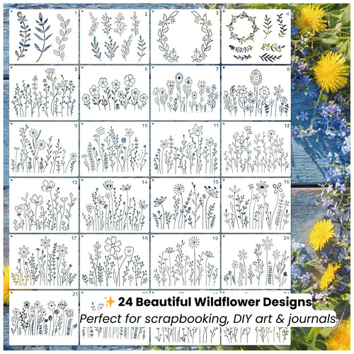 24-Piece Wildflower Stencil Set