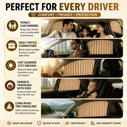 Magnetic Car Sun Shade Curtain (Set of 4)