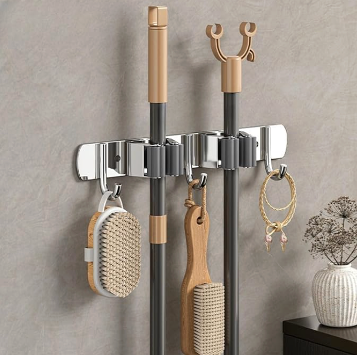 Wall Mounted Stainless Steel Mop Broom Holder