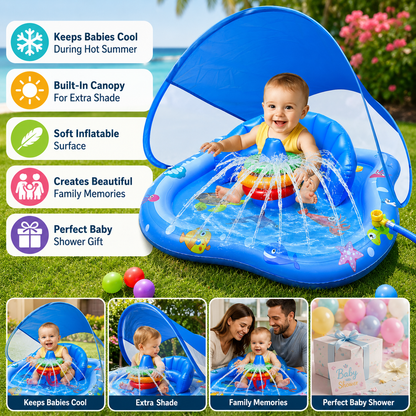 Inflatable Baby Pool With Canopy & Sprinkler