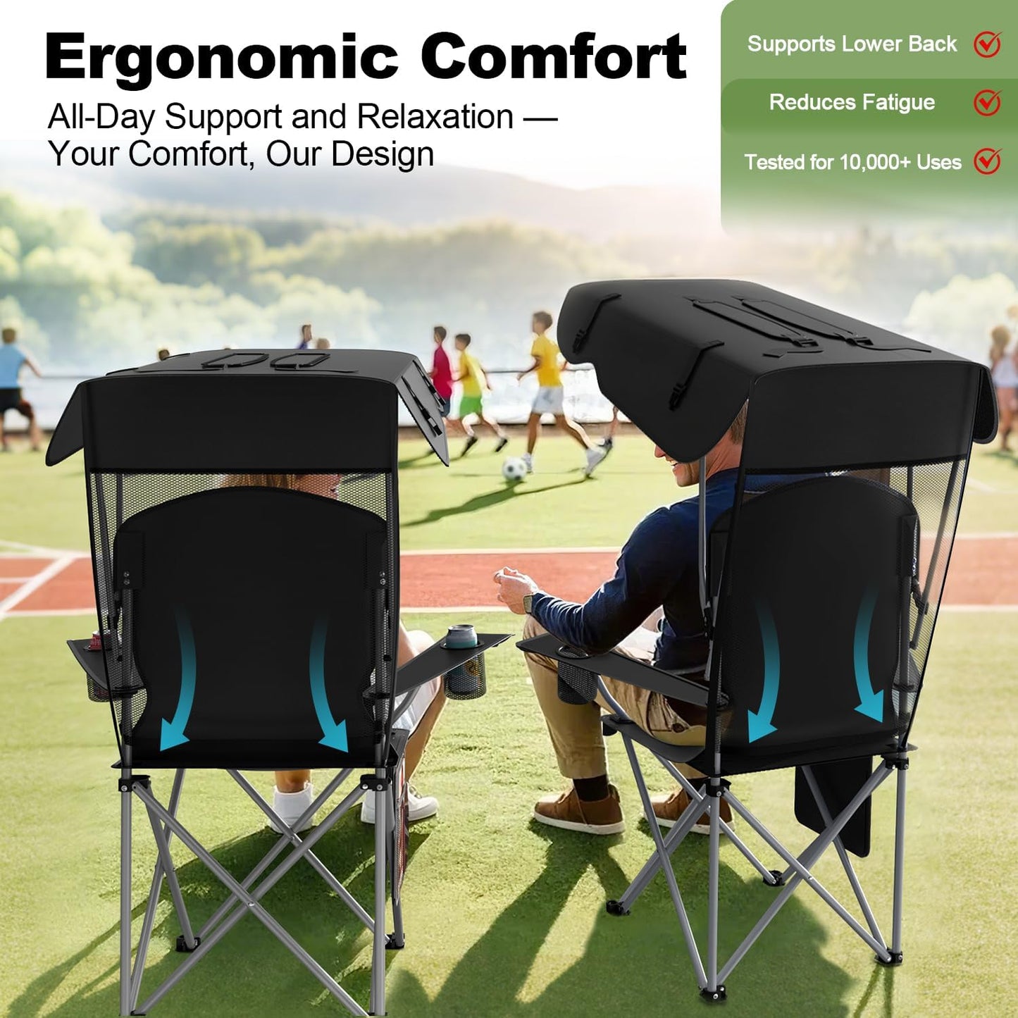 Folding Canopy Camping Chair With Sun Shade