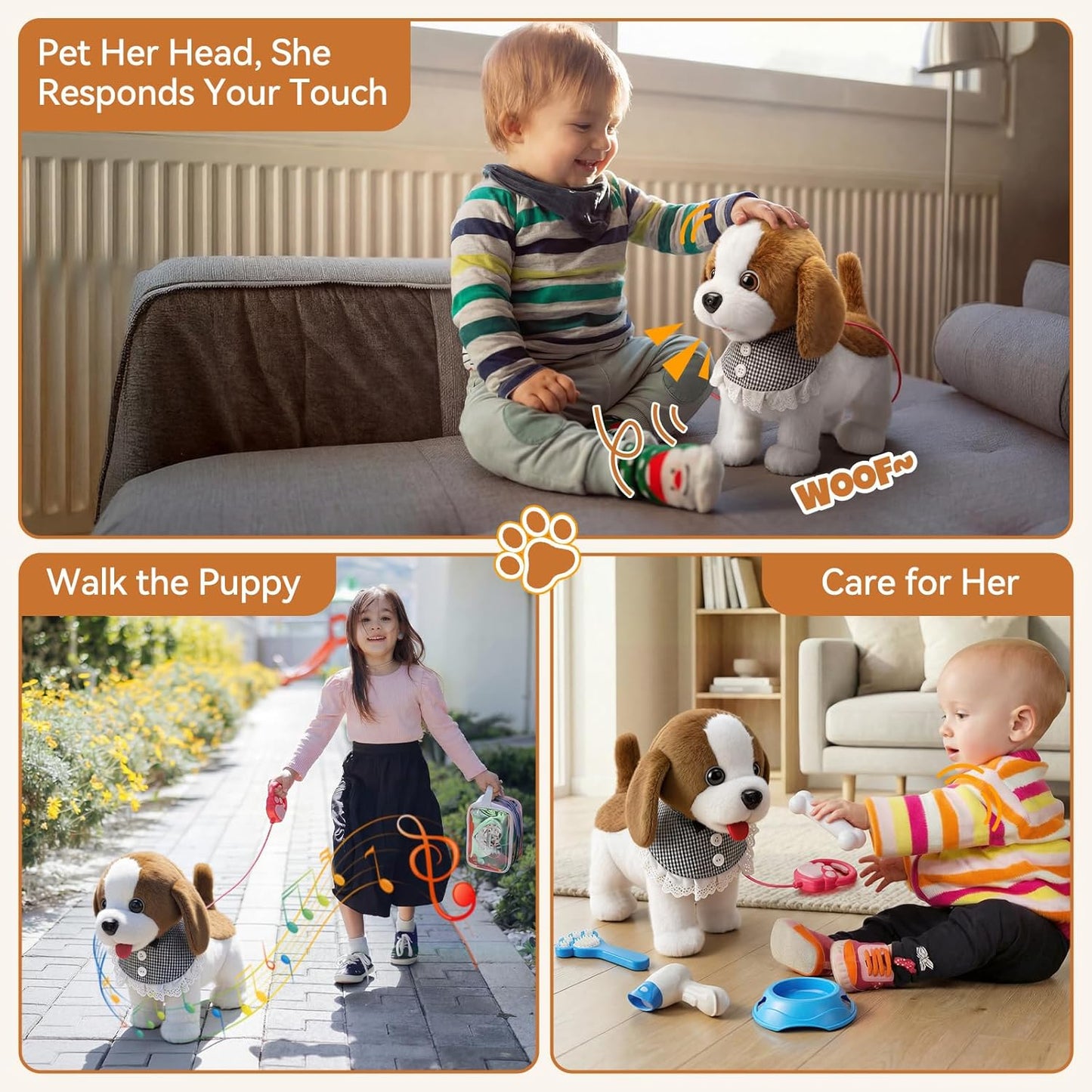 Interactive Plush Puppy Toy- Walks, Barks, Shake Tail