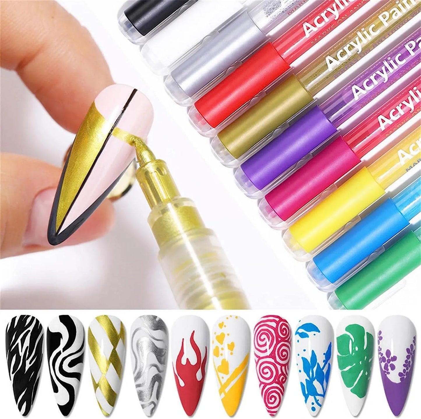 12 Nail Polish Waterproof Pens Set