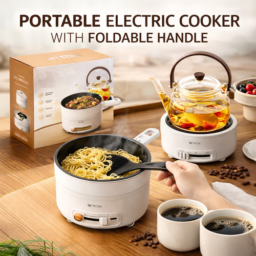 Portable Electric Cooking Pot with Foldable Handle(2L)