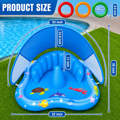 Inflatable Baby Pool With Canopy & Sprinkler