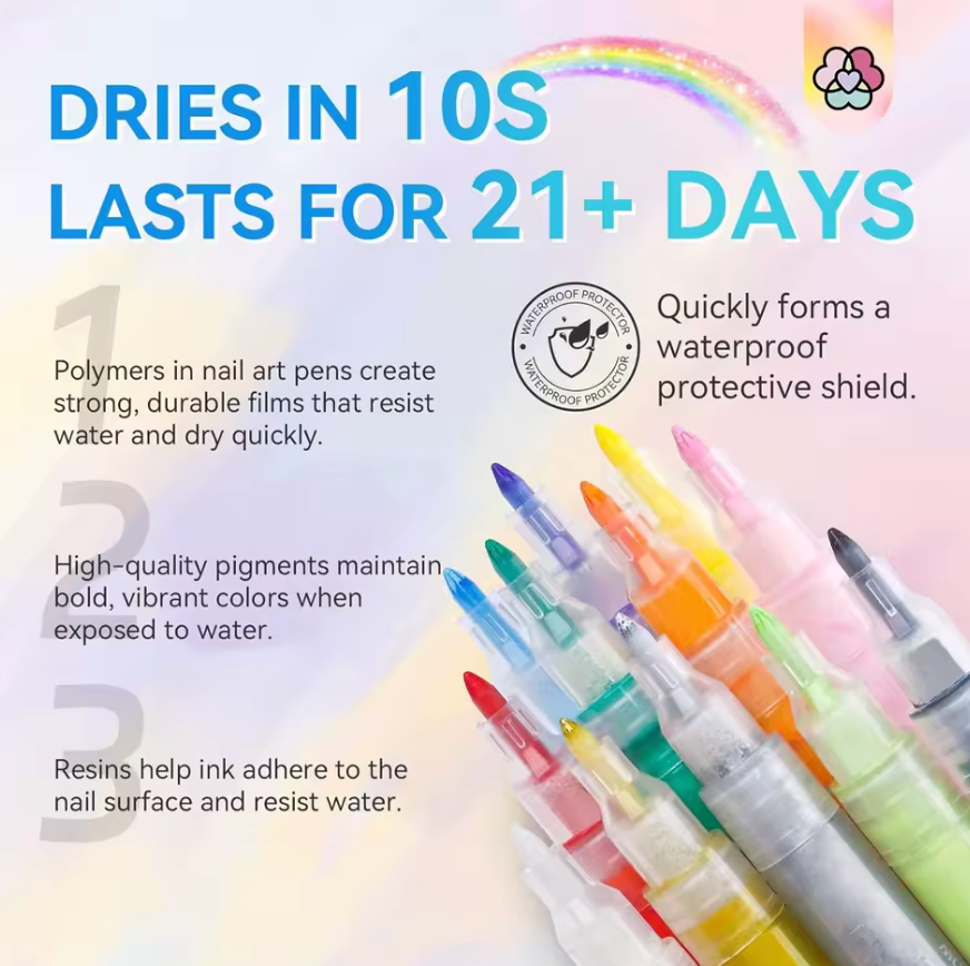 12 Nail Polish Waterproof Pens Set