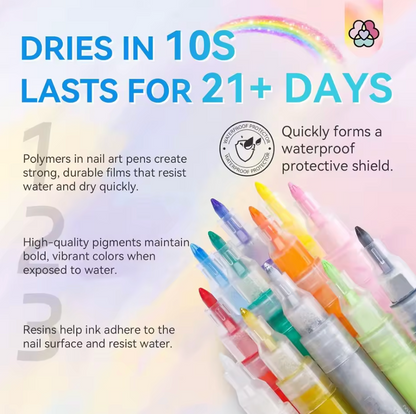 12 Nail Polish Waterproof Pens Set