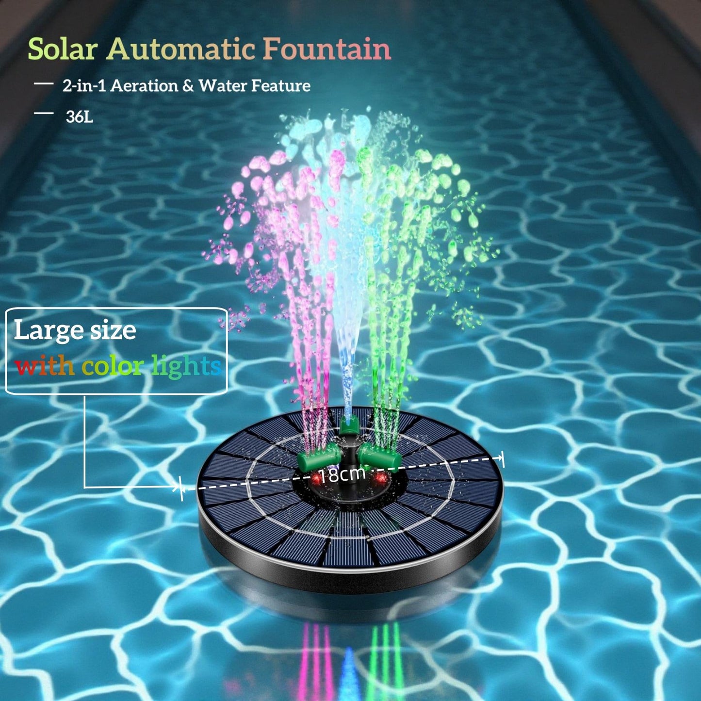Portable Solar Pool Rotating Fountain With Light