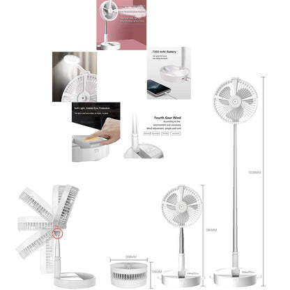 Folding Portable Retractable Floor Fan USB