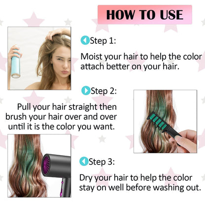 Washable 6 Colours Hair Chalk Comb Kit