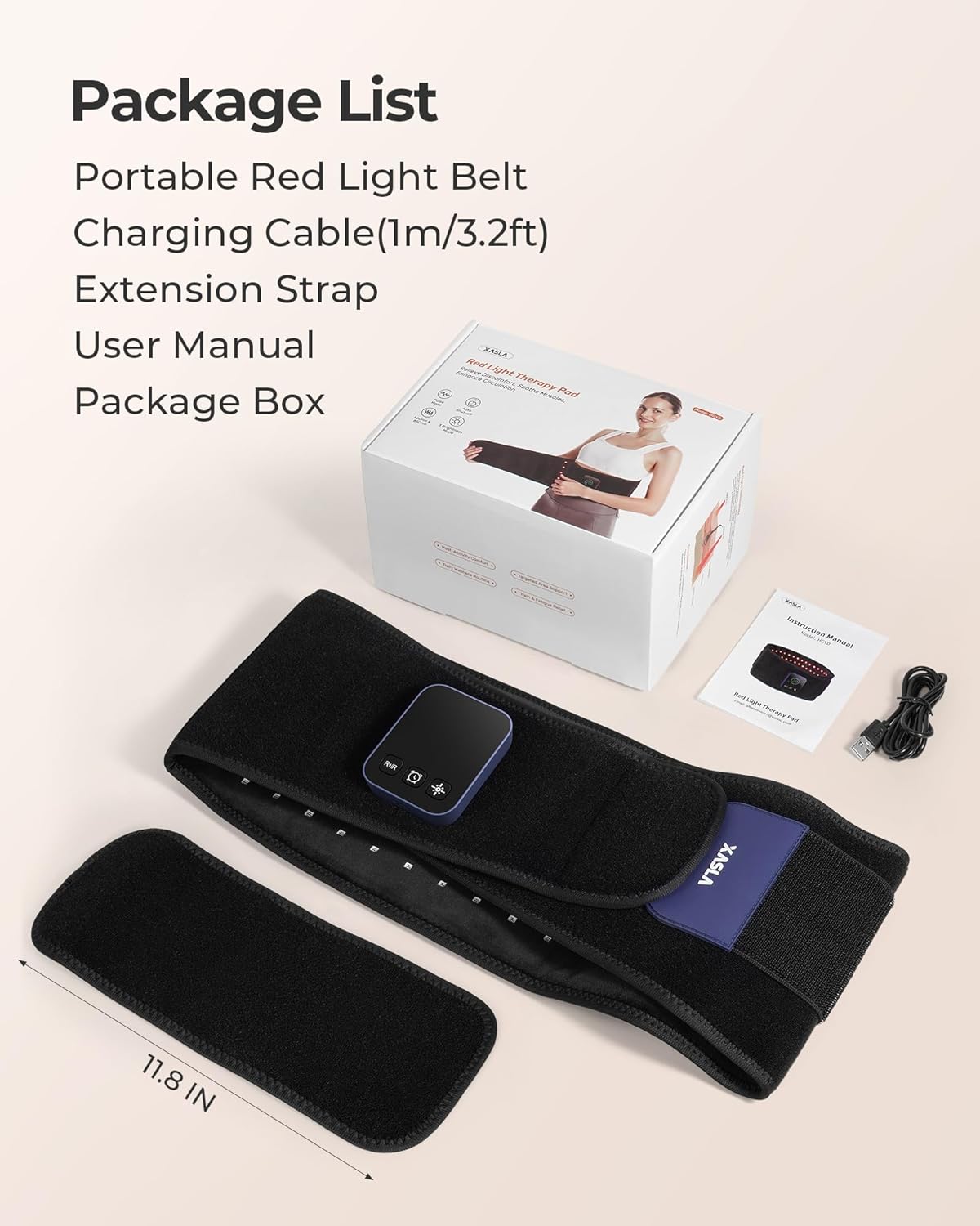 Rechargeable Massage Belt with Red Light Therapy