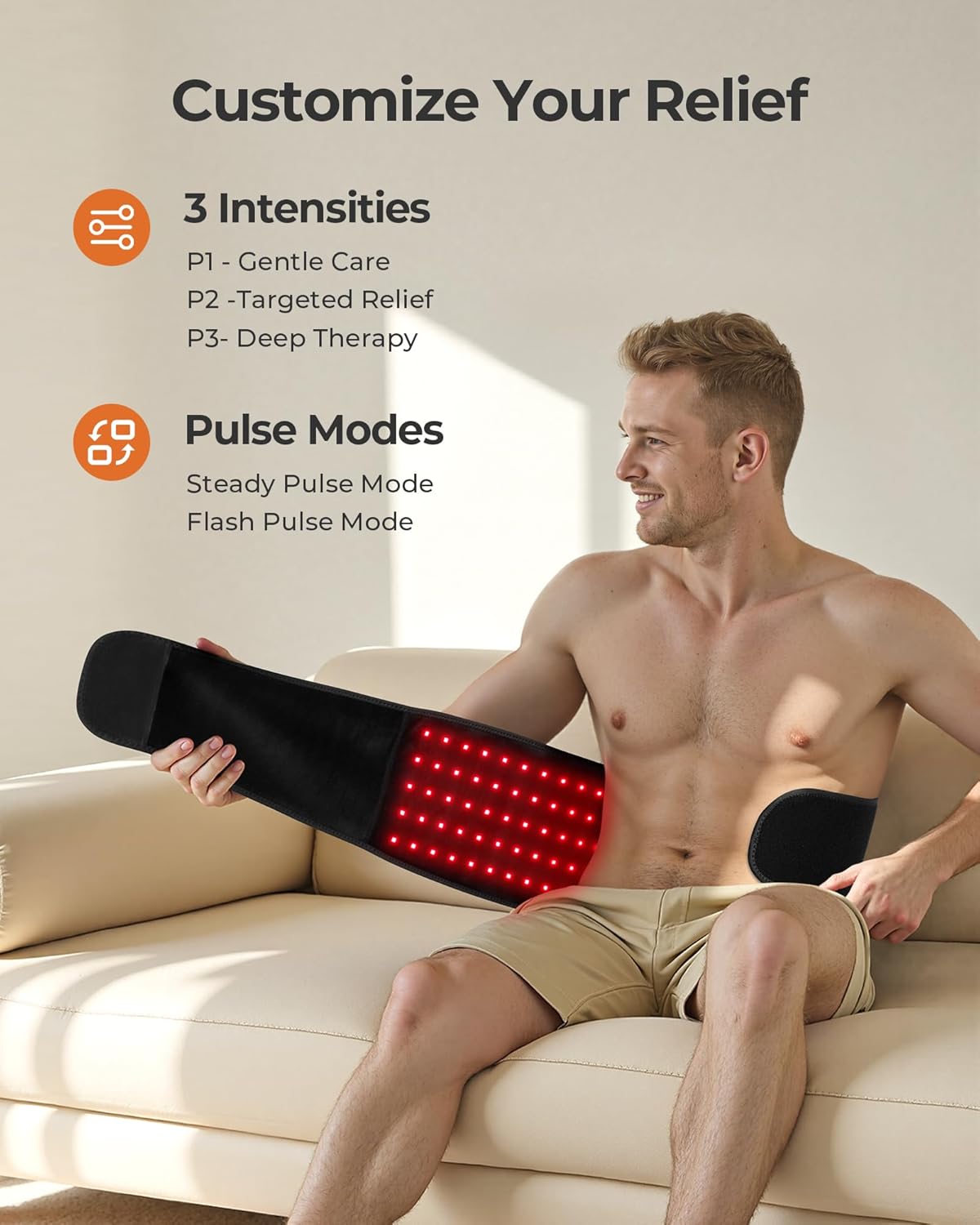 Rechargeable Massage Belt with Red Light Therapy