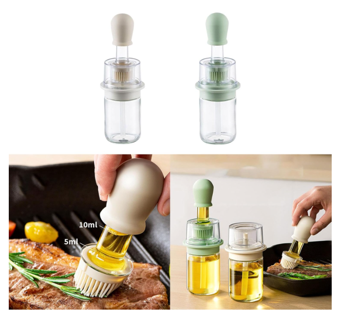2-in-1 Glass Oil Bottle with Silicone Brush