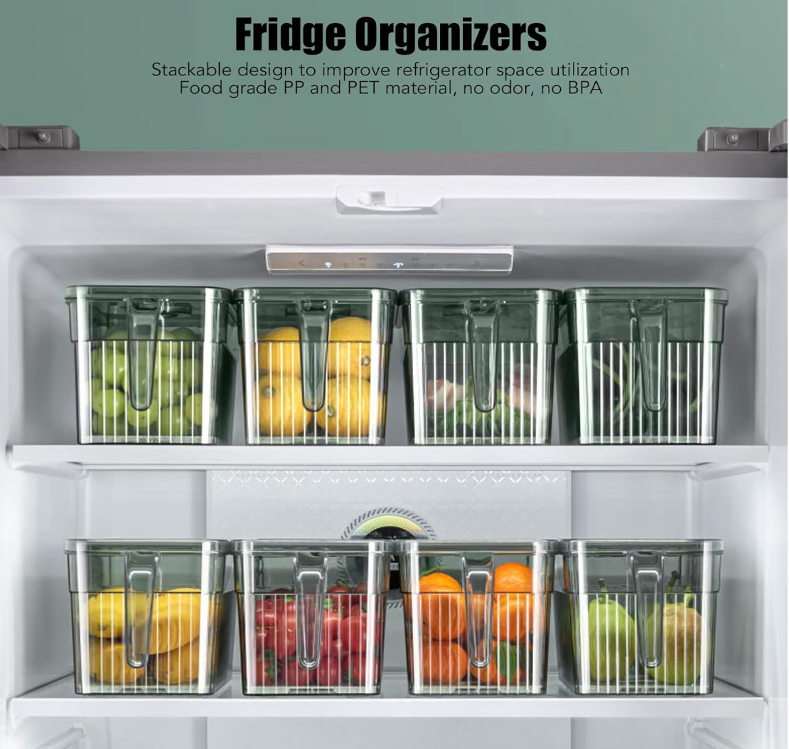 Clear Fridge Storage Box With Drain Tray