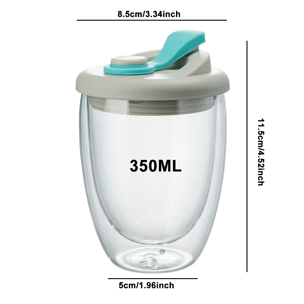 Double-Layer Glass Water Cup With Lid
