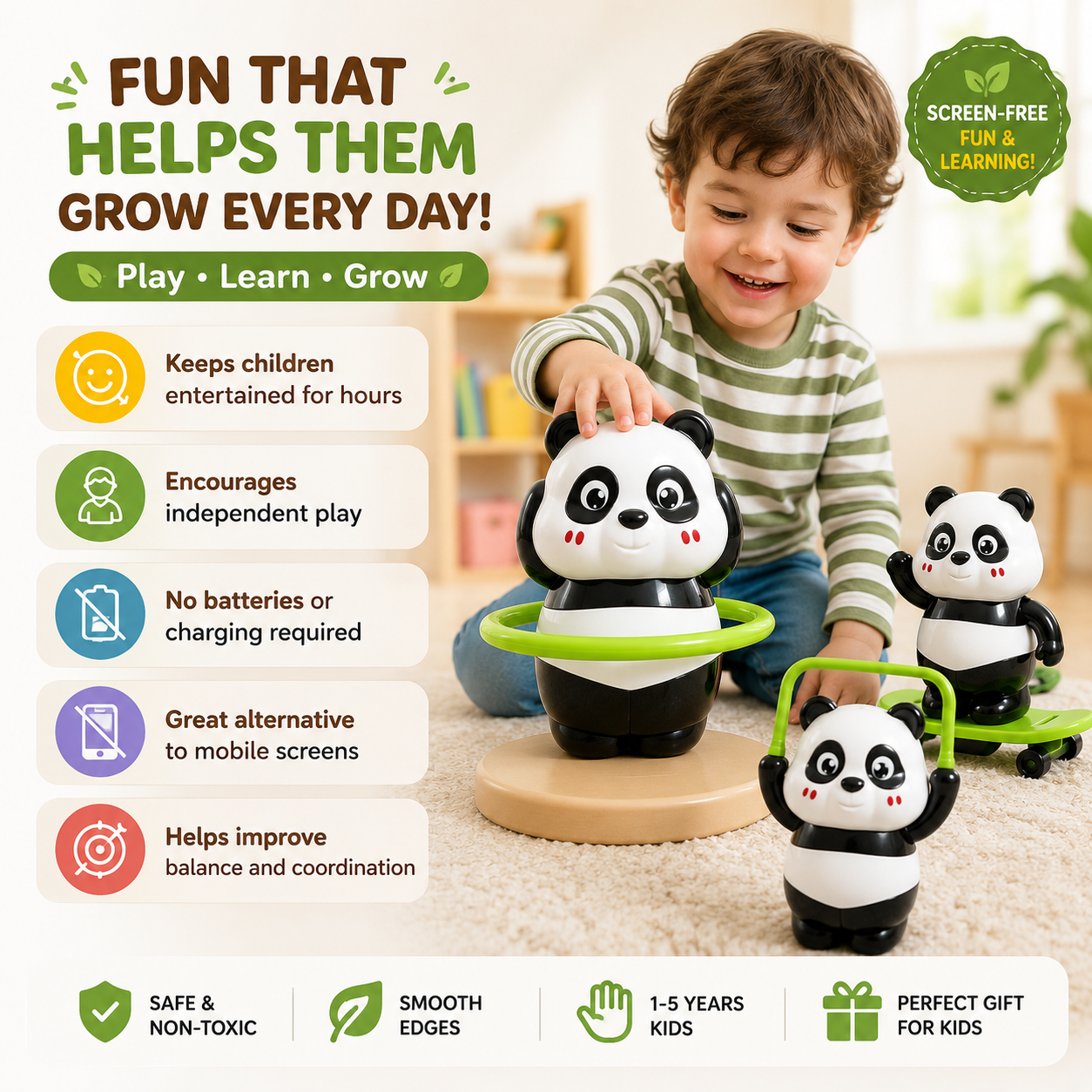 Tumbling & Swinging Panda Toy