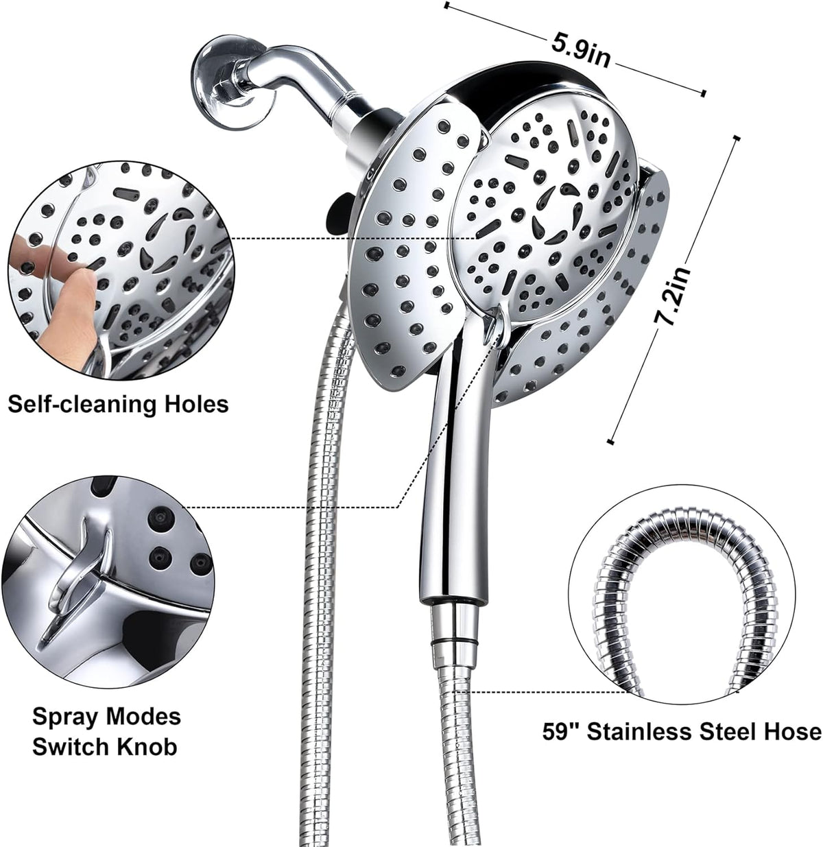 2 In 1 Magnetic & Rotatable Shower Head