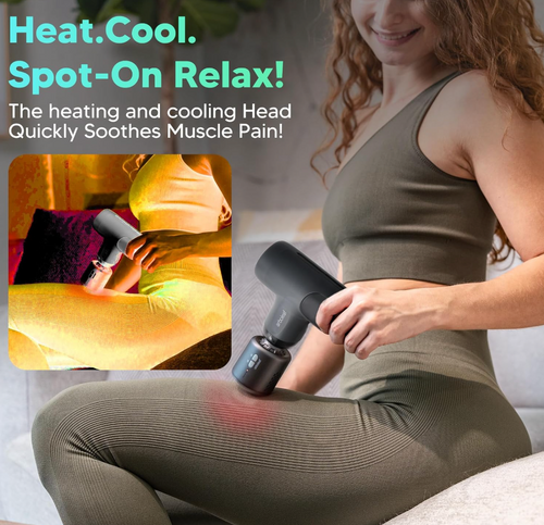 4-Rechargeable Heated Massager Gun Head with Hot and Cold Mode