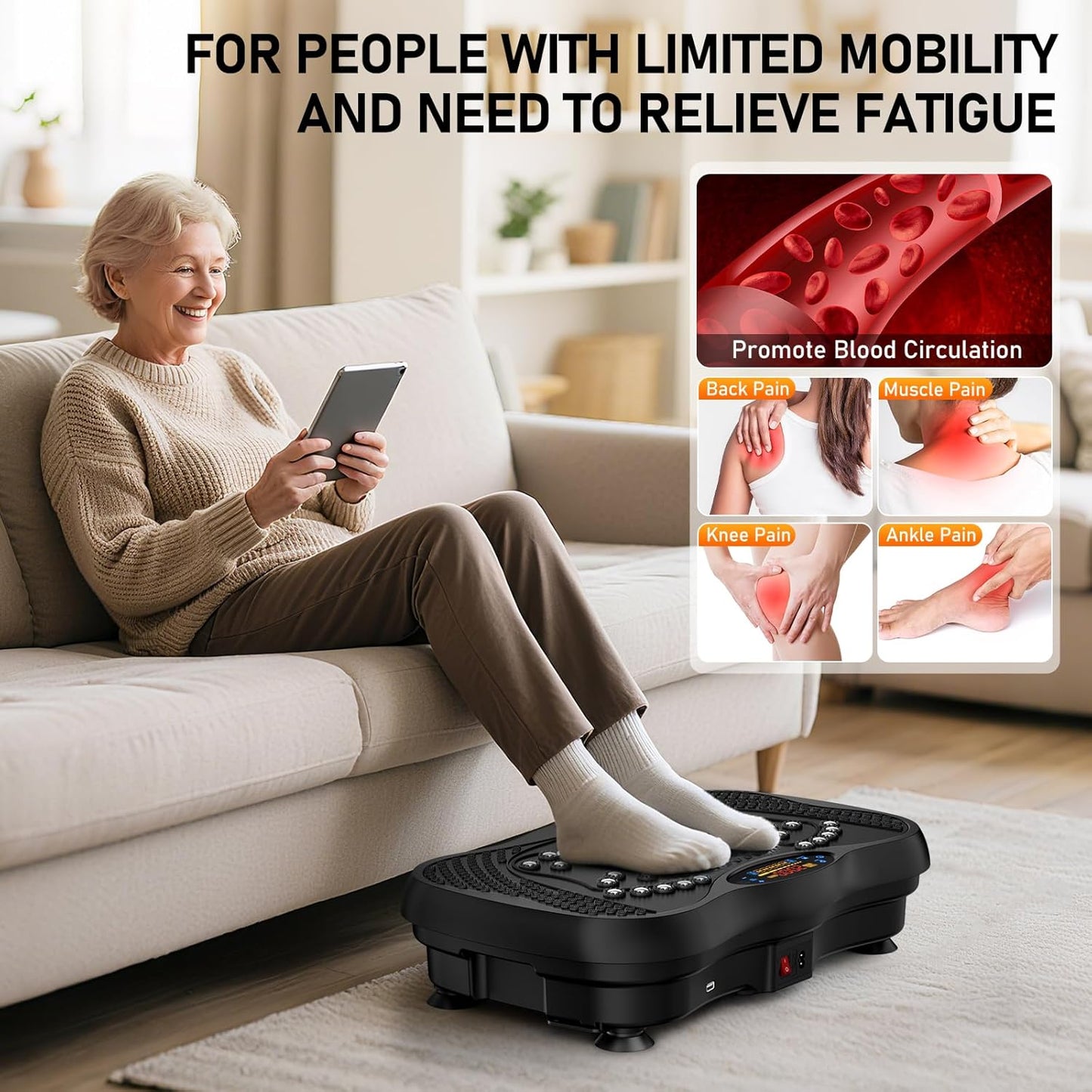 Lymphatic Vibrating Platform With Stretch Bands