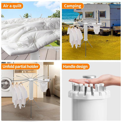 Multifunctional Foldable Rotary Clothes Drying Rack Stand