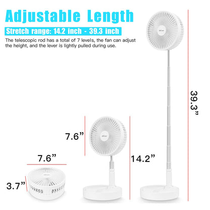 Folding Portable Retractable Floor Fan USB