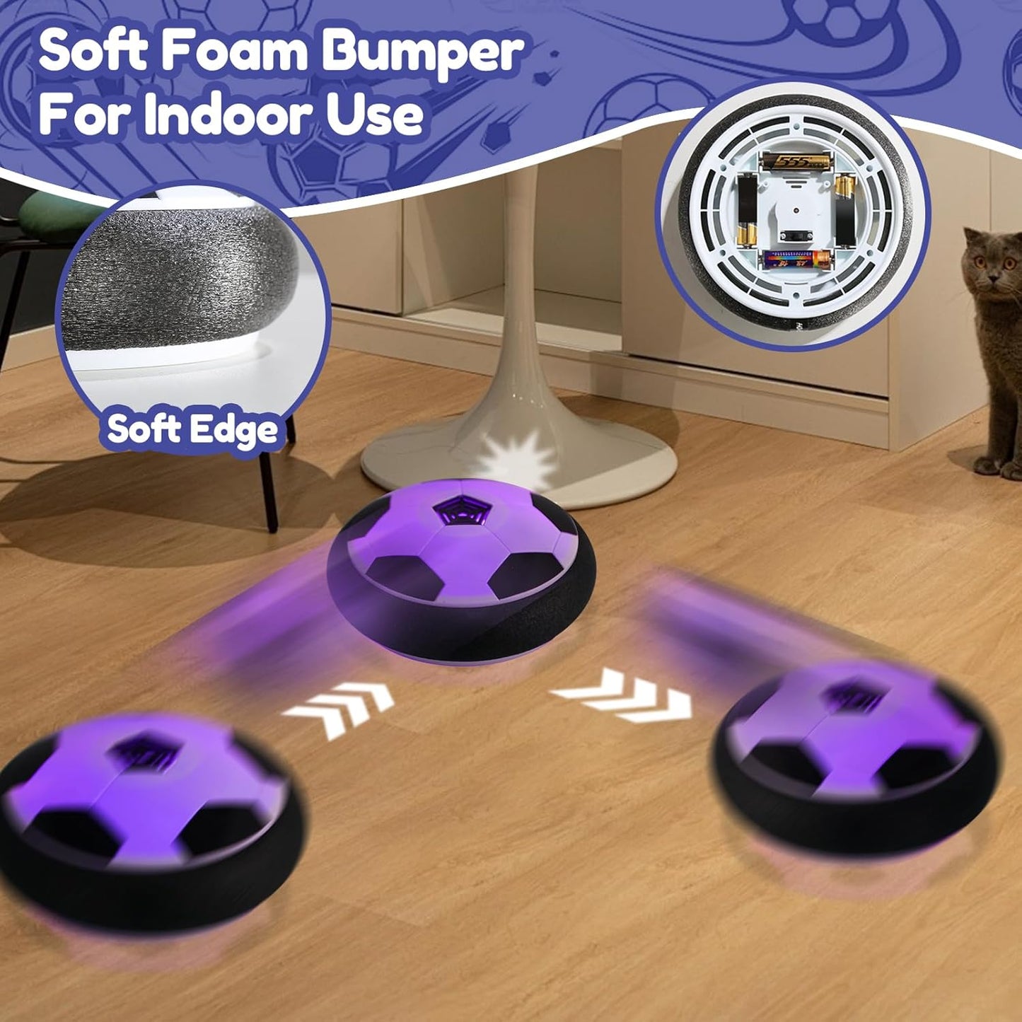 HoversBall™ – Indoor Football | Soft Bumper With LED Lights