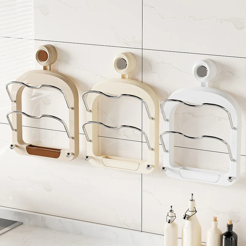 Wall Suction 2 Layers Lid Holder Rack