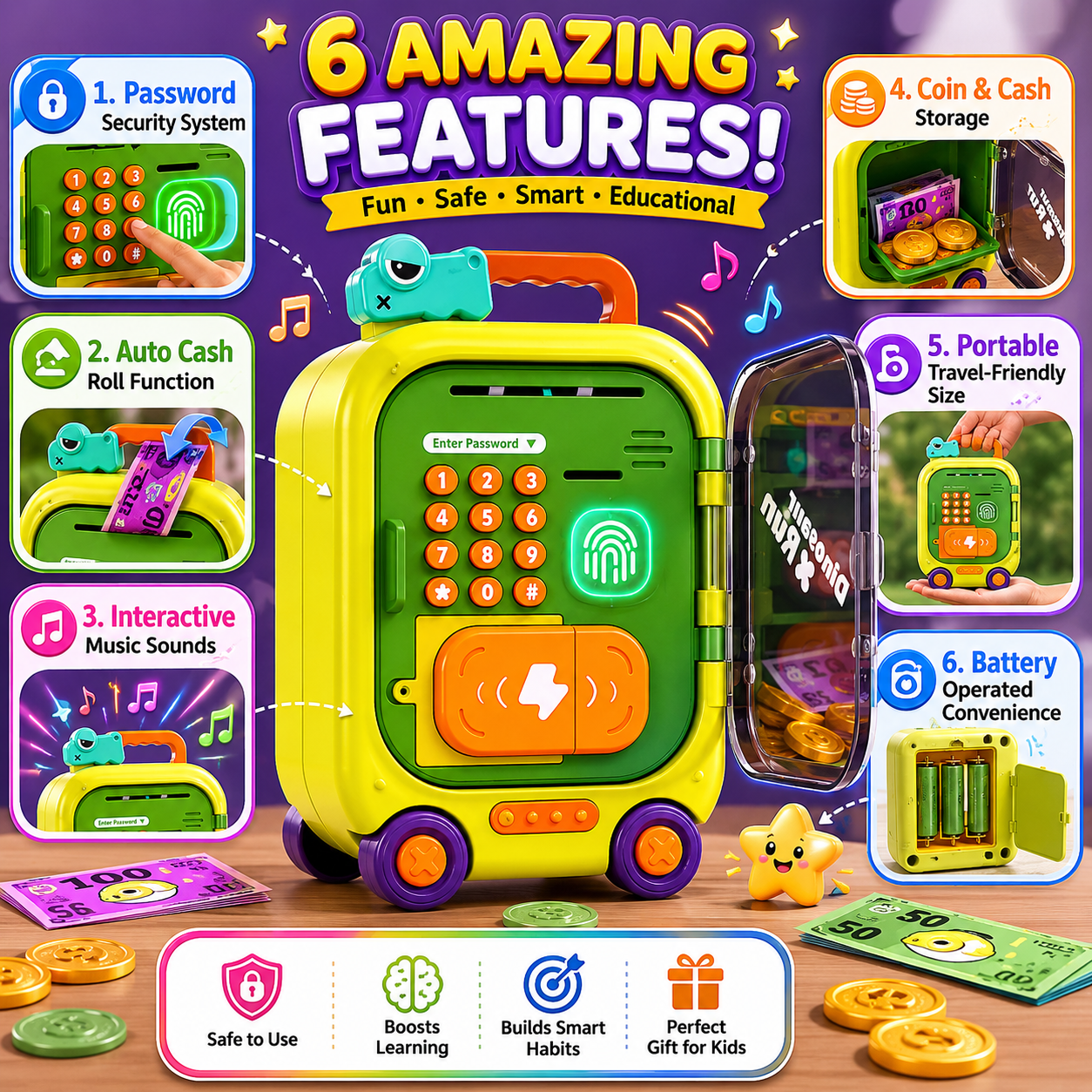 Kids ATM Machine Toy With Fingerprint Password