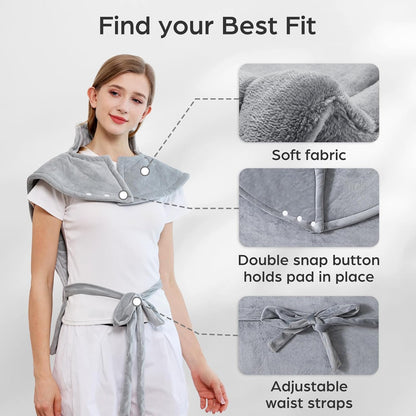 Electric Heating Pad for Neck, Shoulder & Back Pain with Temperature Control