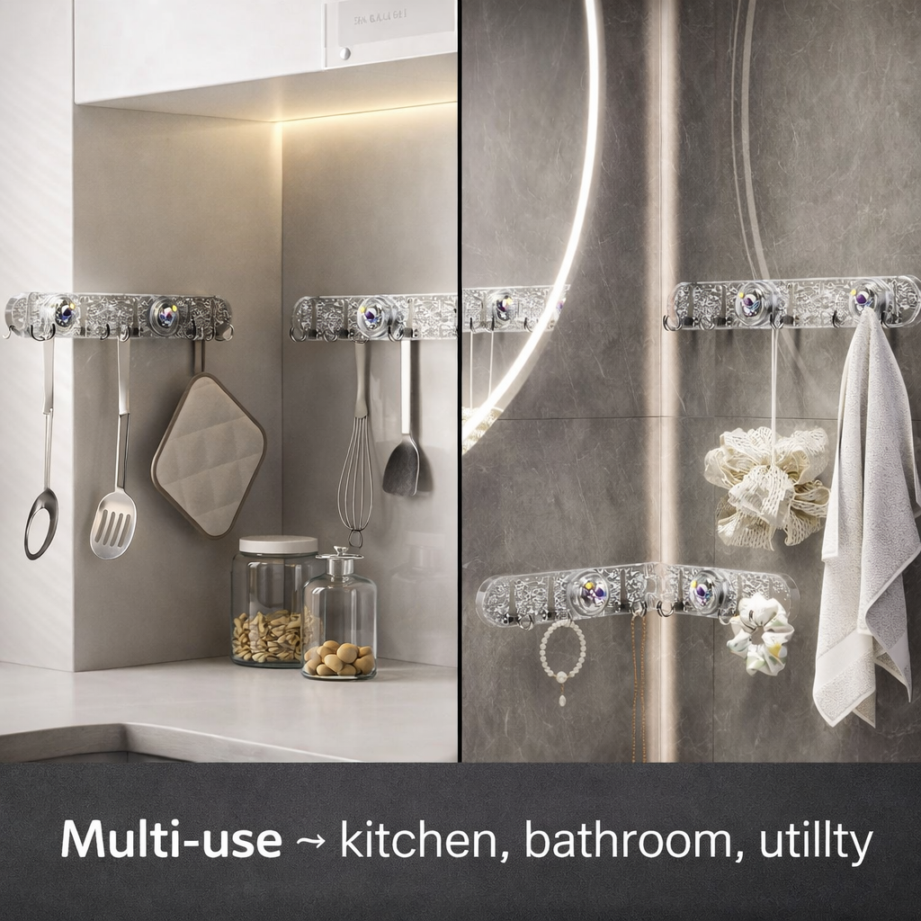Foldable Corner Suction Hook Rack