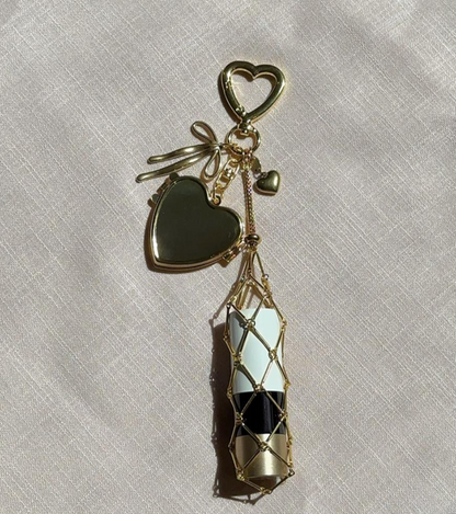 Compact Mirror Key Chain with Lipstick Holder