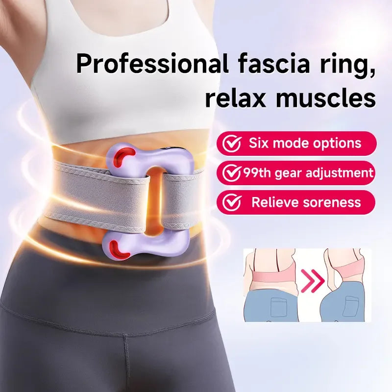Vibrating Fascia Ring Massage Gun with 6-Speed Settings & Strap