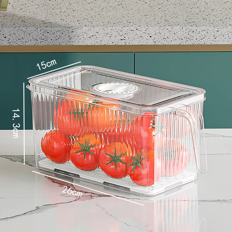 Clear Fridge Storage Box With Drain Tray