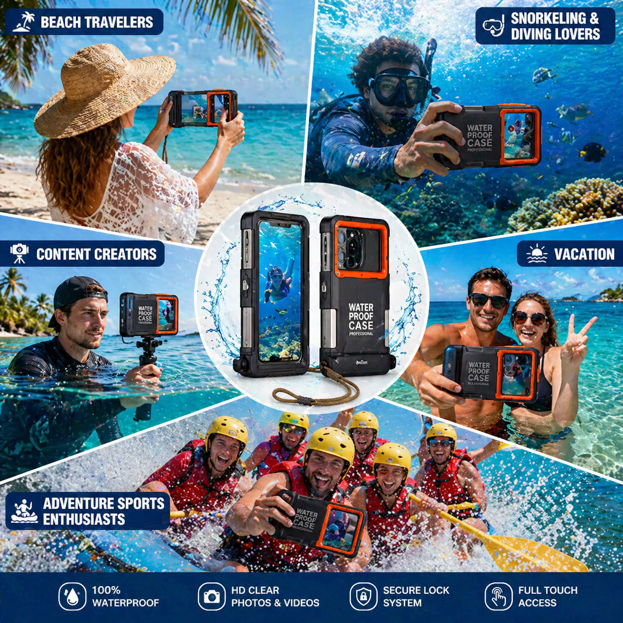 Universal Waterproof Mobile Case for Diving & Swimming