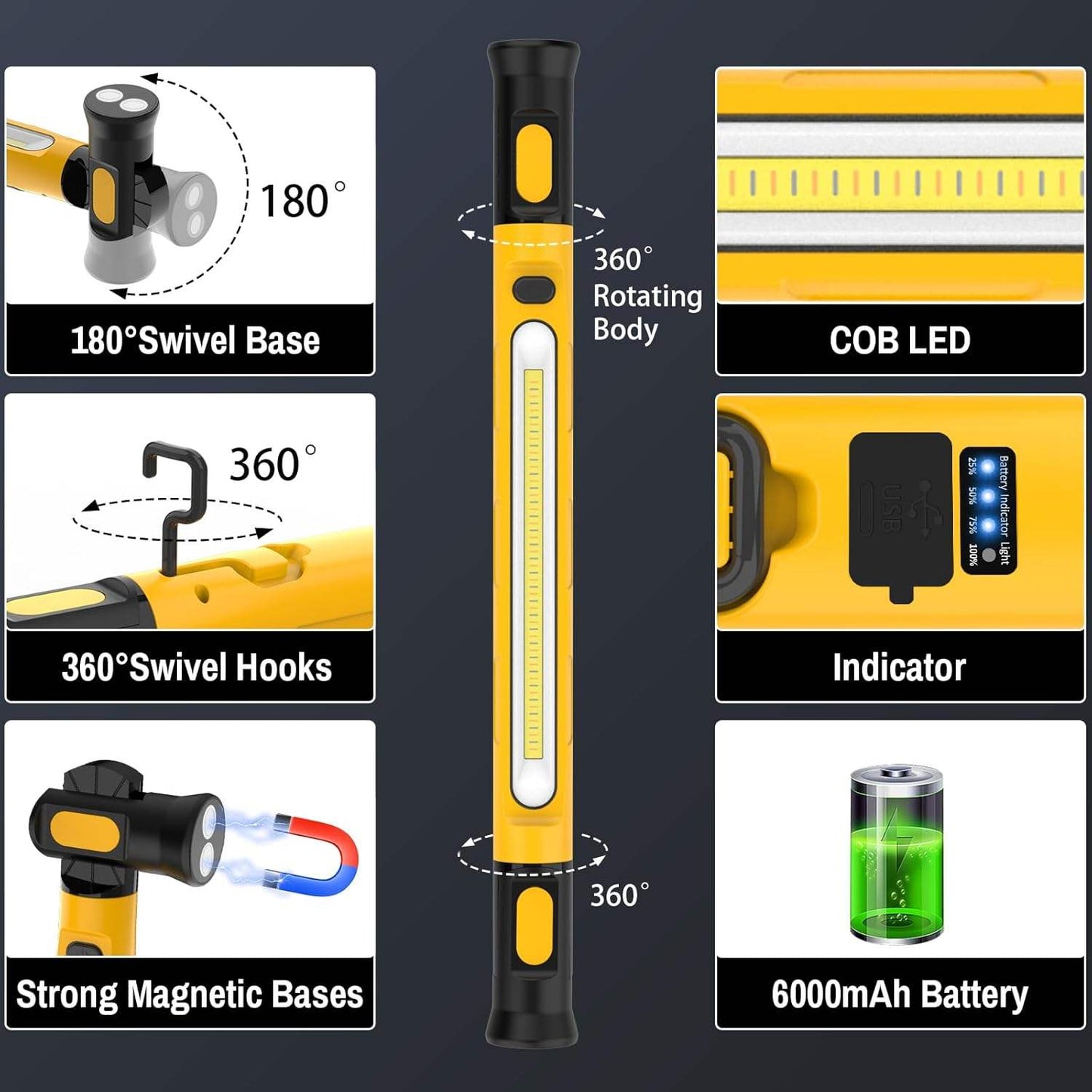 Multifunctional Magnetic Flashlight Rod With Powerbank