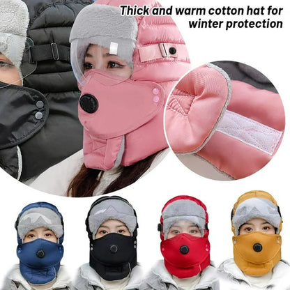 Winter Fur Face Mask With Goggles & Detachable Mask