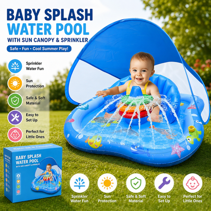 Inflatable Baby Pool With Canopy & Sprinkler