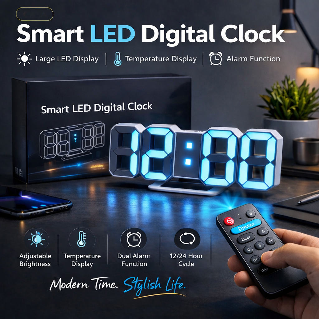 3D Digital Luminous Alarm Clock With Remote