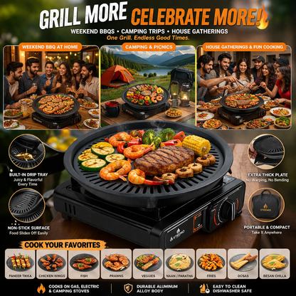 Smokeless Portable Indoor & Outdoor BBQ Tandoor (Non-Stick)